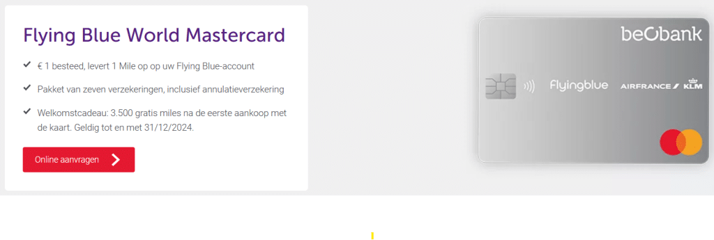 Belgian credit card Beobank Flyingblue mastercard